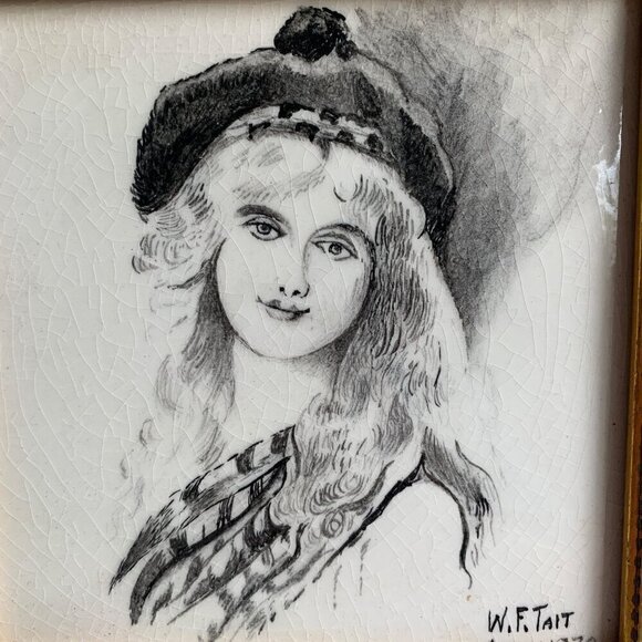 Vintage | 1970 Handpainted Tile Scot Lassie Chicago Ceramic Hobby Show 2nd Place - Picture 4 of 7